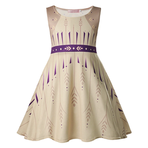 Child's Princess Anna Coronation Inspired Dress by Princess Party Dresses with Beige Bodice and Purple Accents play twirl dress front