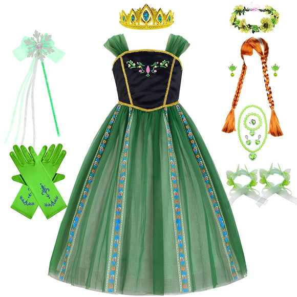 Anna Frozen Ballgown with Optional Accessories and Wig
