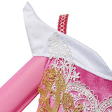"Girl's Sleeping Beauty costume with pink and gold lace dress and gemstone embellishments neck view