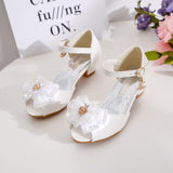ULKNN Girls sandals 2021 new princess fashionsummer soft bottom children's high heels Shoes Kid's white Ribbons Sandals
