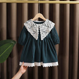 Spring baby girl clothes lace long sleeve dress costume for toddler girl baby birthday kids clothing straight long dresses dress