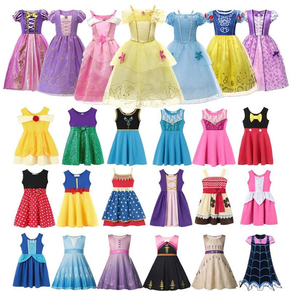 Hot Snow Queen Elsa Princess Girls Dress Halloween Vampire Cosplay Costume Kids Rapunzel Minnie Mickey Dress up Vestidos Clothes