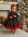 Ma&amp;Baby 1-7Y Christmas Girls Red Dress Kid Toddler Girl Plaid Bow Tulle Tutu Party Dresses Children New Year Xmas Costumes D01