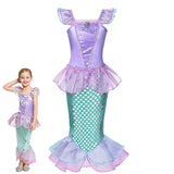 Disney Girls Little Mermaid Ariel Charm Princess Dresses Cosplay Kids Costume Carnival Party Children Halloween Dress Up Clothes