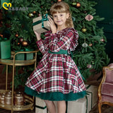 Ma&Baby 1-7Years Christmas Girls Dress Children Kid Red Plaid Print Bow Tutu Party Dresses For Girls Xmas New Year Costumes  D01