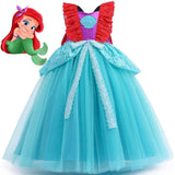 Disney Girls Little Mermaid Ariel Charm Princess Dresses Cosplay Kids Costume Carnival Party Children Halloween Dress Up Clothes