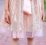 Blush Sequin Sparkle Big Bow Dress