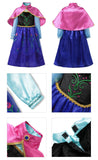 Anna Snow Princess Frozen Dark Blue Dress with Pink Cape