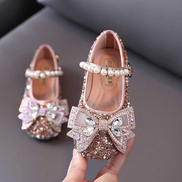Rhinestone and Pearls Sparkle Bow Shoes