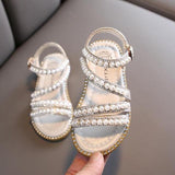Ankle Wrap Pearl Gladiator Sandals for Girls