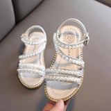 Ankle Wrap Pearl Gladiator Sandals for Girls