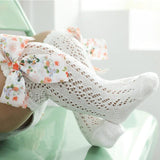 Summer Floral Big Bow Toddlers Girls Knee High Long Sock