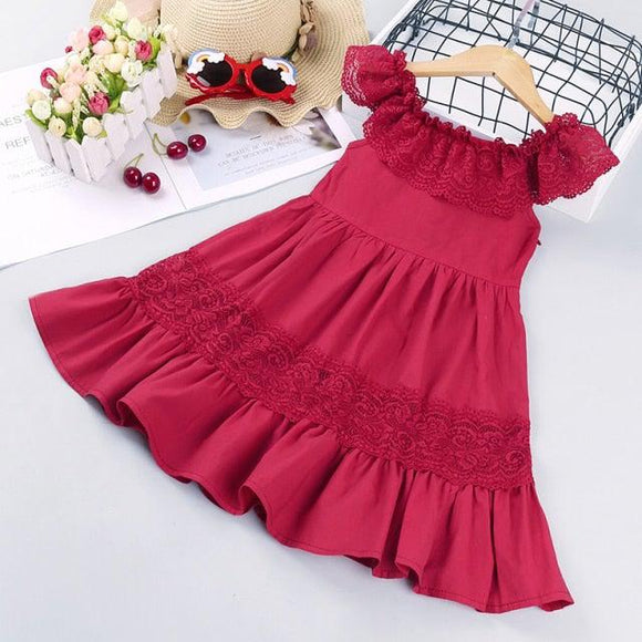 Miss Cutie Red Lace Dress for Girls